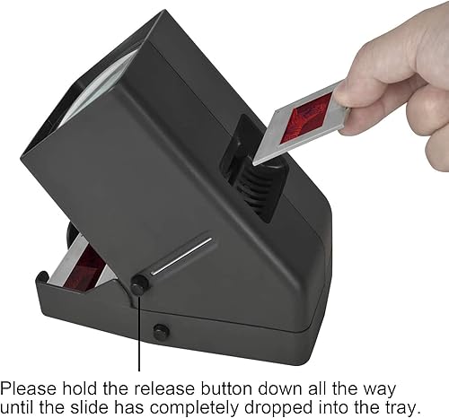 Miniatura 4 de Rybozen Visor de diapositivas de 1.378 in, aumento 3X y visualización iluminada con luz LED de escritorio y funcionamiento con batería, para