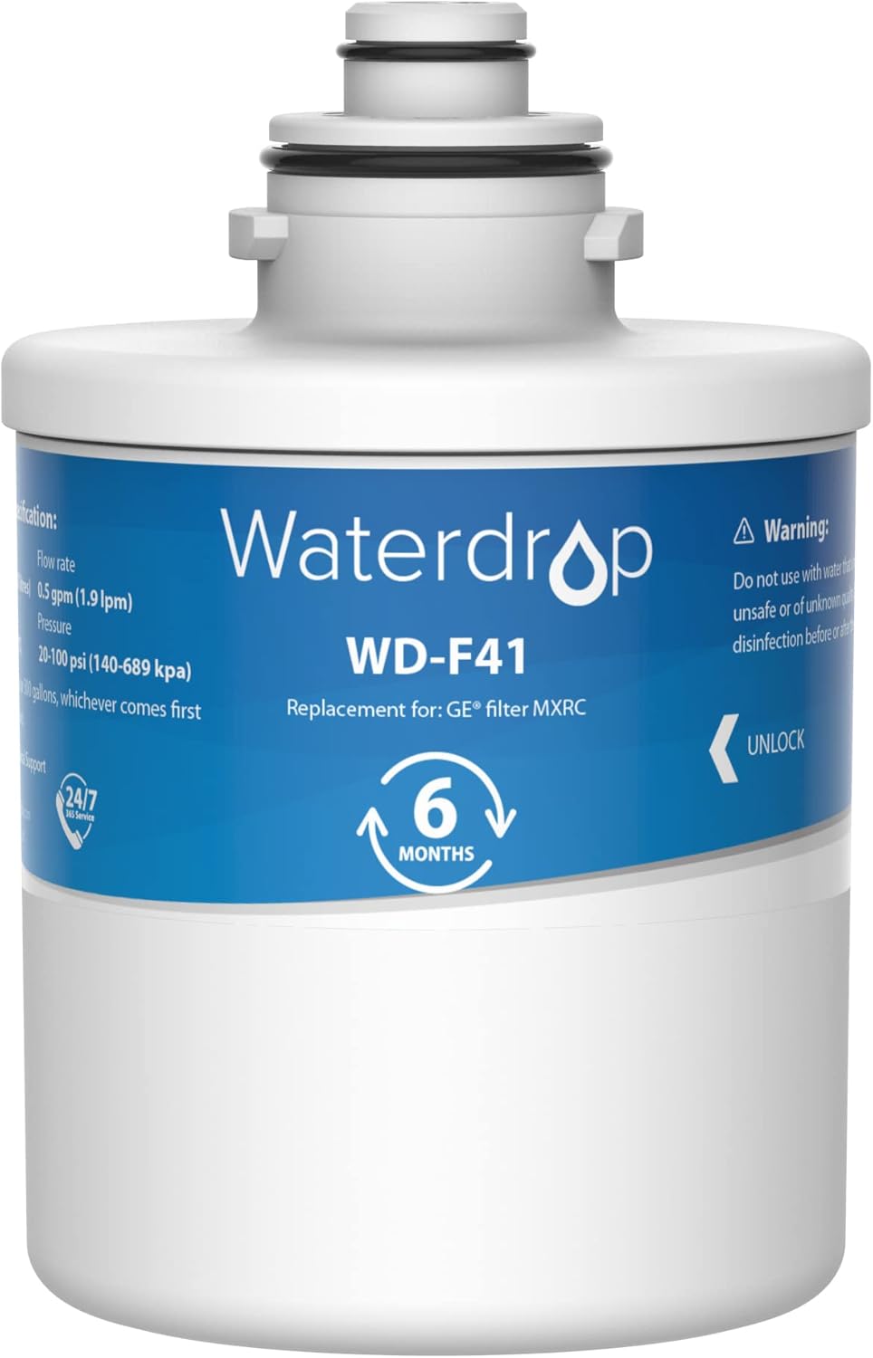 Waterdrop FXRC Refrigerator Water Filter, Replacement for GE® MXRC, FXRC, FXRT, HXRC, 9905, 46-9905 & 1E1013 (Package May Vary)