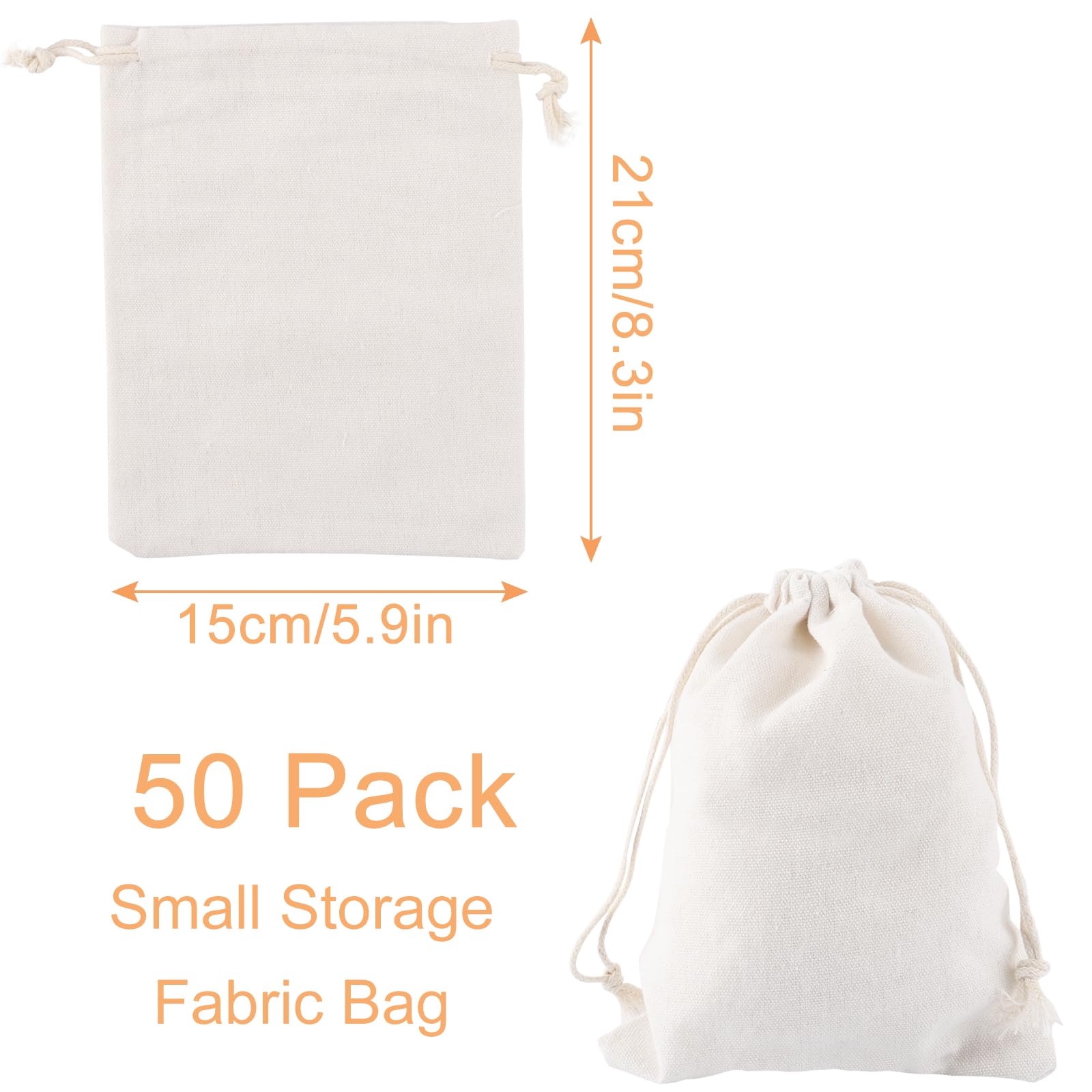 Bolsas Algodón 10x8 Cm - 20 Unidades | Cordón Reutilizable | Té Especias