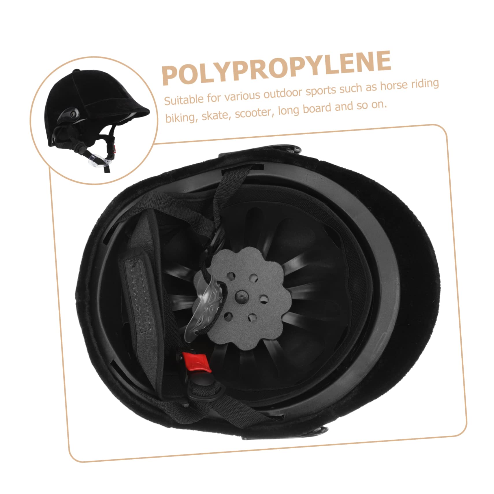 UPKOCH Casco da Equitazione per Ragazzi Nero in Polipropilene Protezione Sicurezza, Imbottitura Rimovibile, Fori di Ventilazione e Cinturino Regolabile per Sport Equestre e Scooter
