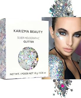 Silver Holographic Chunky Glitter ? COSMETIC GLITTER ? Festival Glitter Face Body Hair Nails