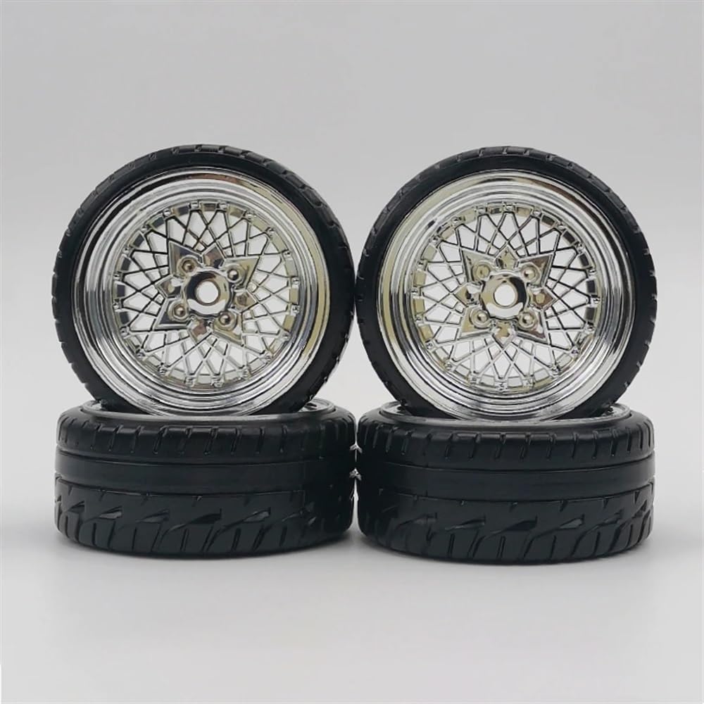 Cerchioni in plastica con offset in scala 1/10 da 4 pezzi 3mm con pneumatici per modelli Drift e Touring di auto RC compatibili con veicoli simili