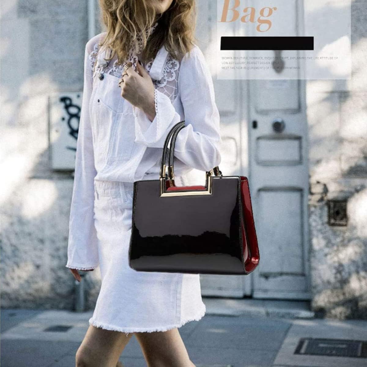 XingChen Shiny Patent Leather Handbags Glossy Shoulder Bags Fashion Satchel Purses Party Totes Top Handle Bags for Women - Image 2