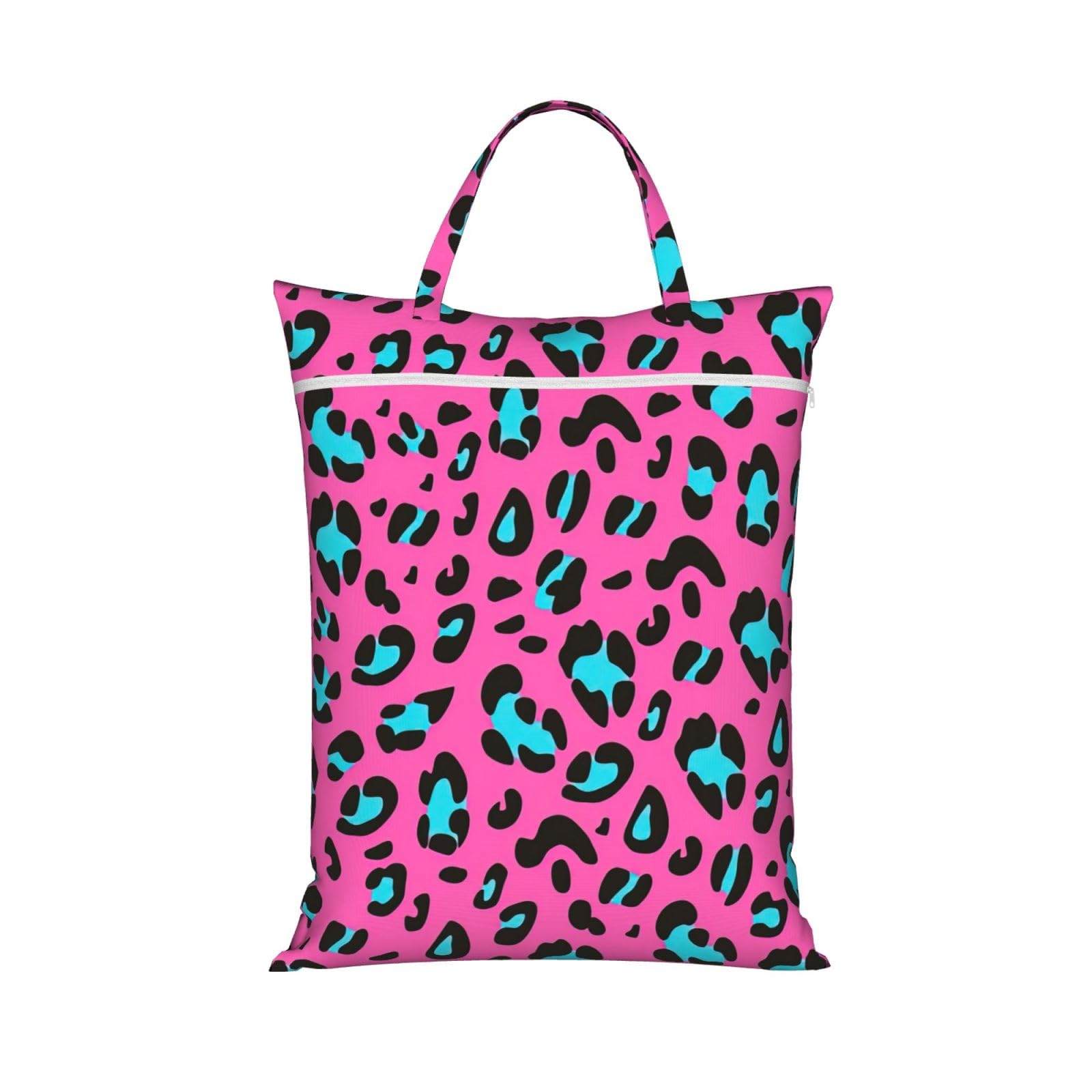 Cute Leopard Print Travel Laundry Bag Foldable Lightweight Camping Beach Dorm Weekend Getaways
