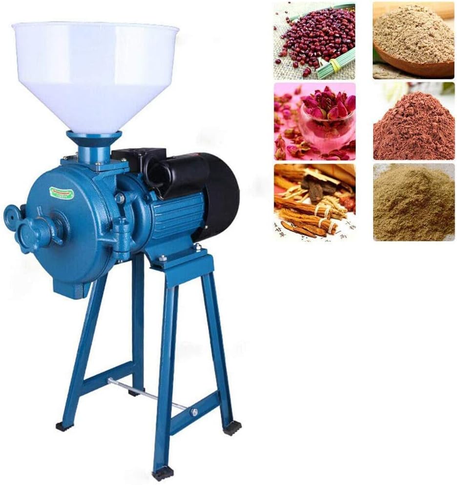 Grinding Mill Crusher，1500W Electric Grinder Machine with Funnel Rice Corn Grain Bean Coffee Wheat Feed Mill Wet Dry Cereals