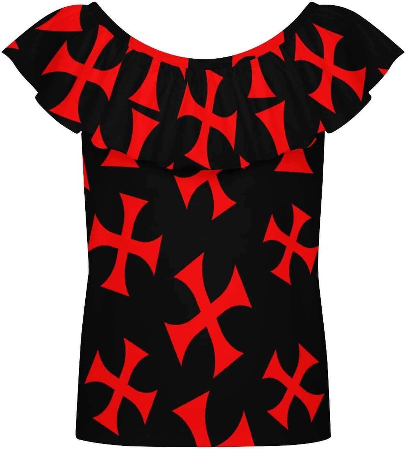 Knight Templar Logo Girls T-Shirts Top Ruffle Short Sleeve Blouse Casual Graphic Tees