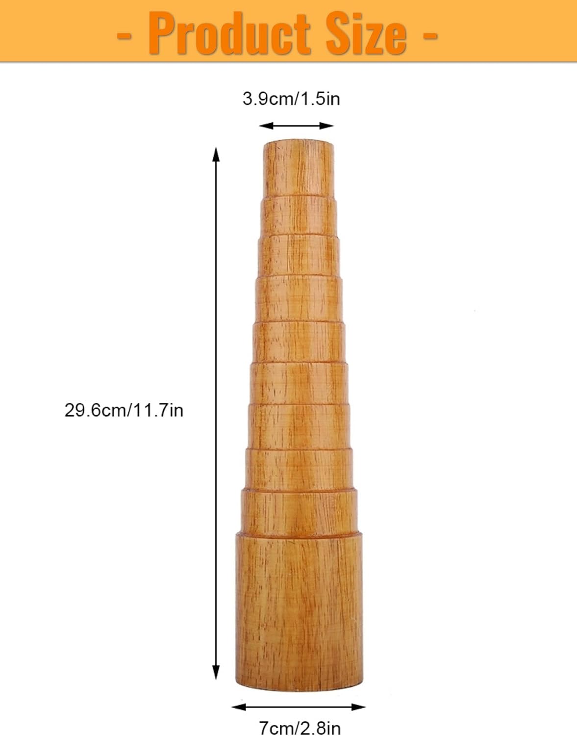 Hapivida Wooden Bracelet Mandrel Sizing Stick Jewelry Repair Tool with Slip Step Design, Solid Durable Wood Structure for Bangle Resizing and Deformation Fixing