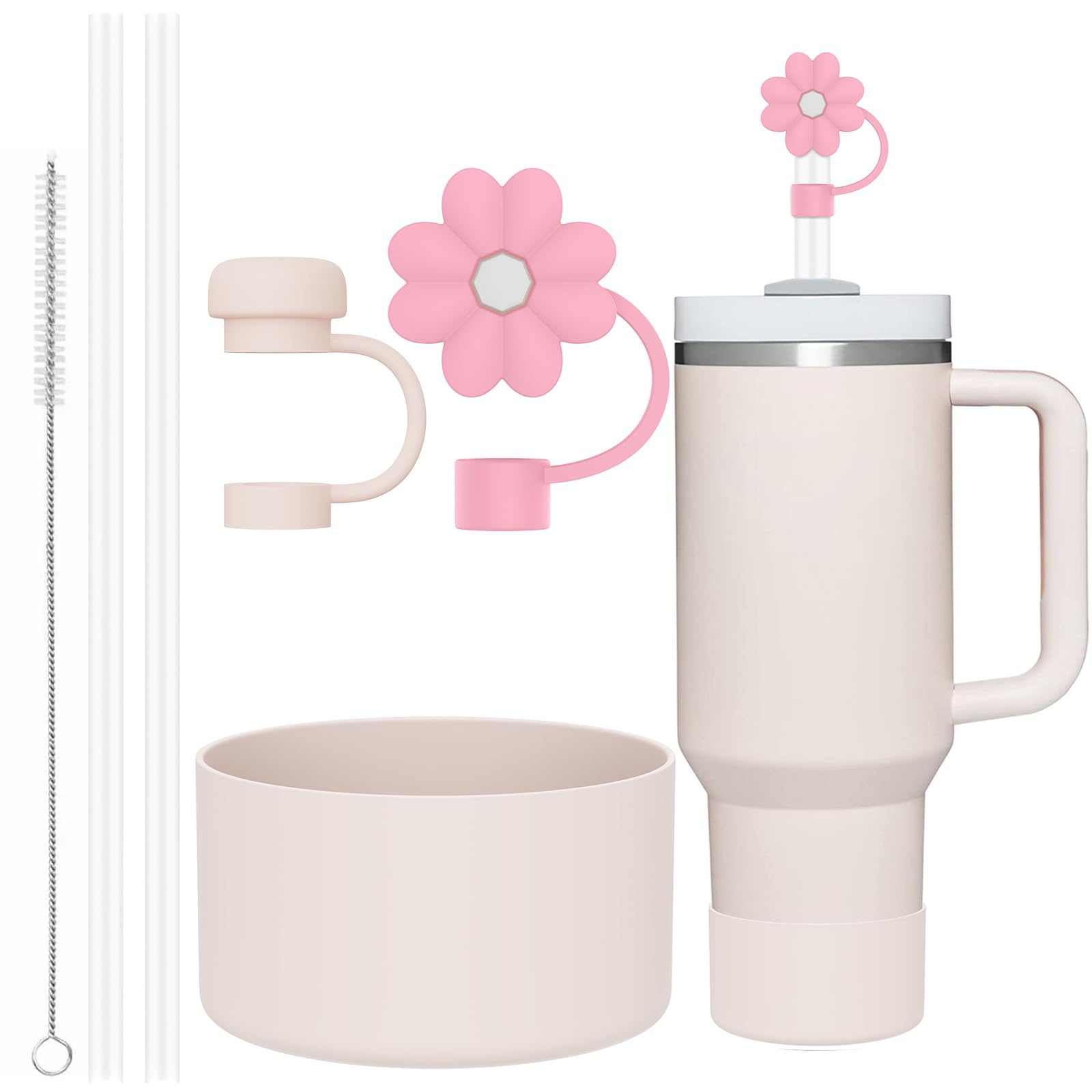 7 Pcs Stanley Cup Accessories - 6 Flower Straw Covers & 1 Protective Boot For 20-40oz Tumblers - View #7