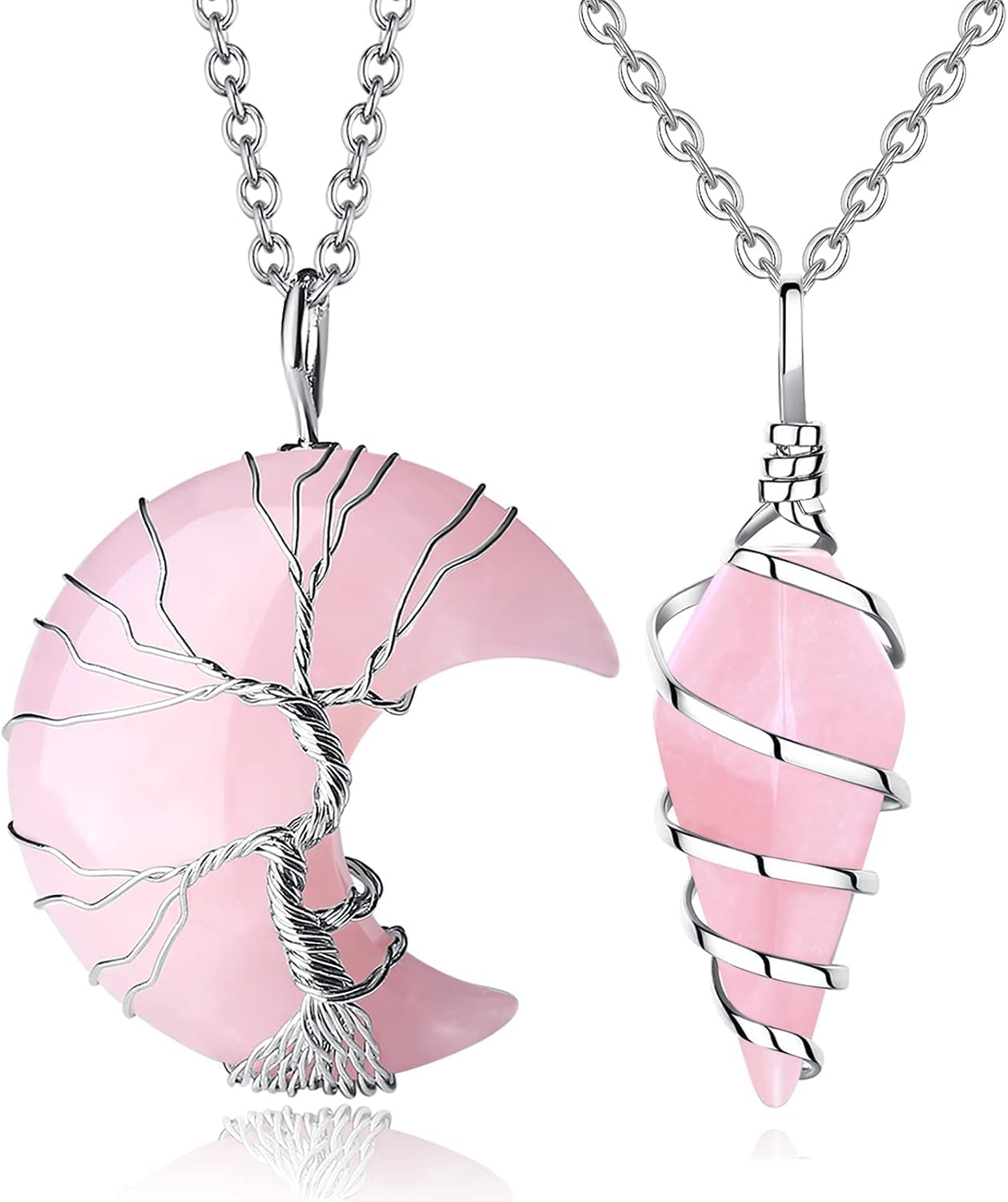 1pc Rose Quartz Hexagonal Cone Necklace 