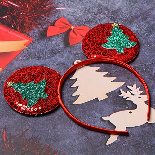 Top Hunter Christmas Mouse Ears Headbands Decorated With Christmas Tree Pattern, Sequin Ear Hair Accessories For Christmas Party Favor Photography Prop #TOP2