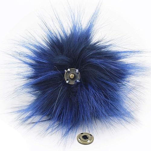 Miniatura 5 de SUSULU Pompón de piel sintética de mapache con cierres a presión, pompón desmontable para accesorios de punto, sombreros, bufandas, dijes, colores