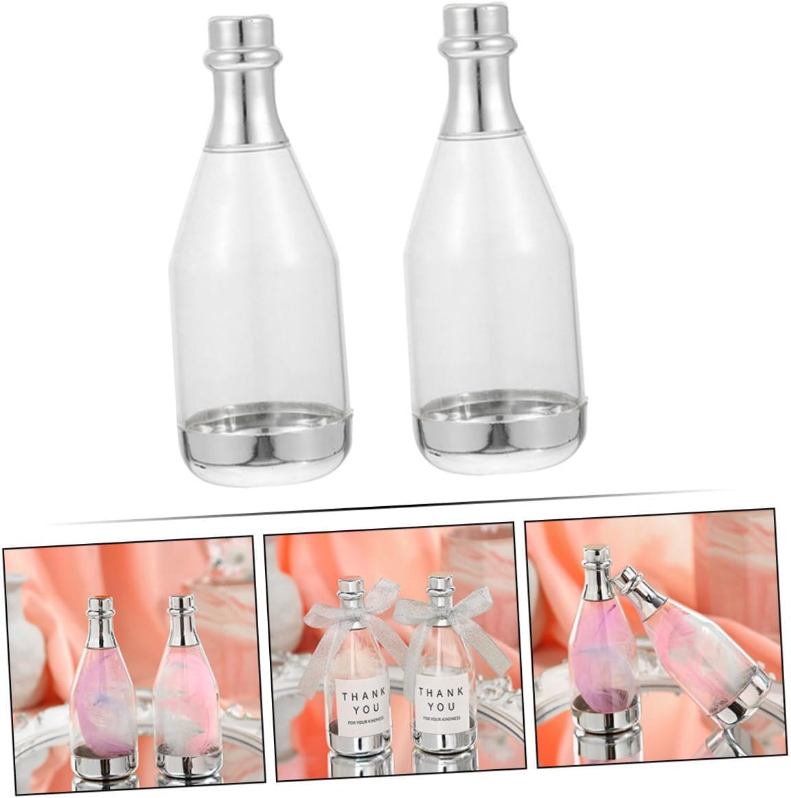 20pcs Silver Large Bottle-shaped Candy Containers Wedding Sugar Cases Party Favor Boxes for Adults Creative Birthday and Anniversary Celebration