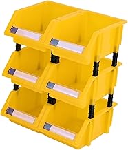 6 contenedores de almacenamiento de componentes, organizador de herramientas para tornillos, botones, garaje, color amarillo