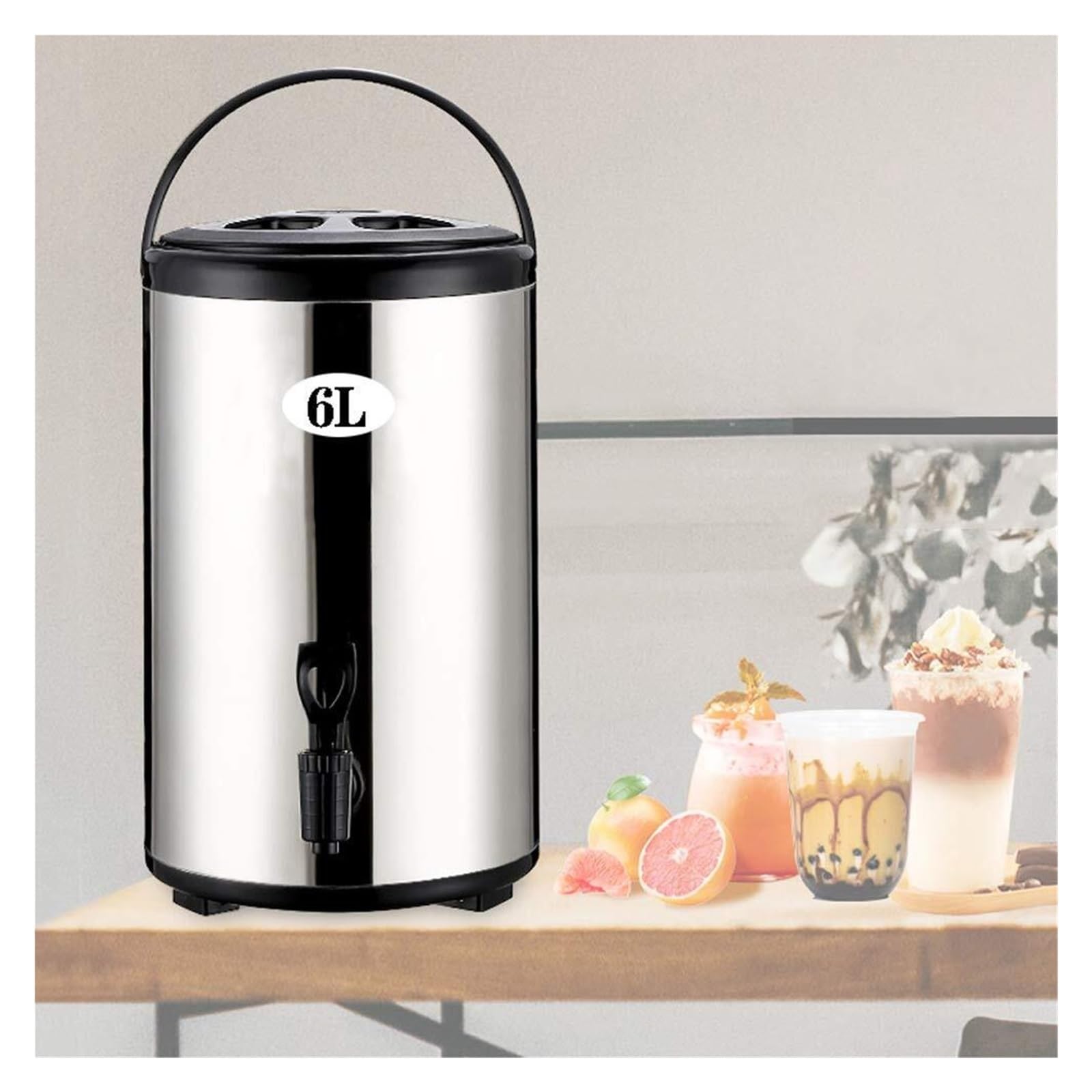 SBCGFY Catering Urn, Stainless Steel Insulated Hot Water Dispenser With Faucet - 6L/8L/10L/12L/16L/20L Milk Tea Barrel For Beverages,6 L