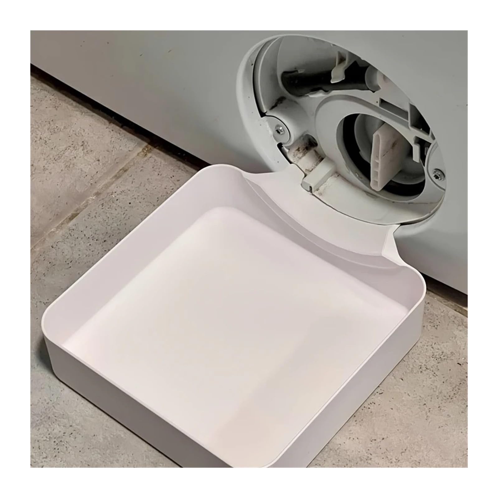 Vassoio di drenaggio for lavatrice, vassoio raccolta imbuto scarico for la pulizia del filtro lanugine | Il vassoio raccogligocce raccoglie l'acqua di pulizia e impedisce la fuoriuscita di liquidi sul pavimento della lavanderia