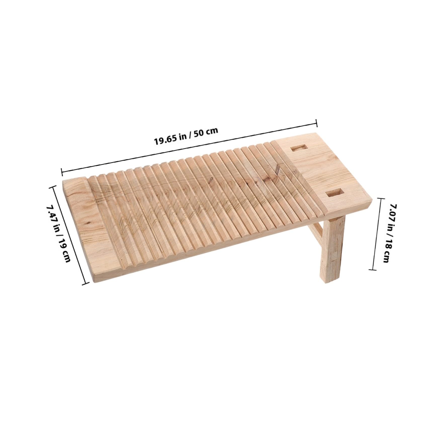 Robustes Holzwaschbrett mit Füßen, 50x20x2, 5cm | Erhöhte Reibung, Glatte Polierte Oberfläche, für Windeln und Babykleidung, Khakifarbene Ausführung