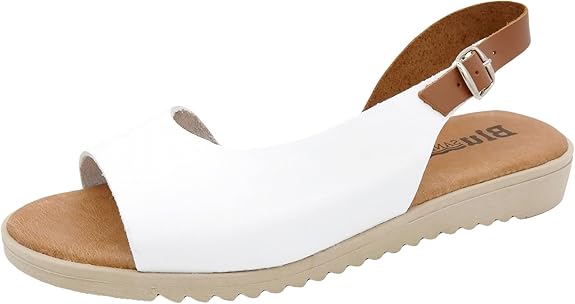 Made In Spain - Sandalias de mujer de piel con tacón de cuña y plantilla de piel auténtica, acolchado de gel, 1115 fabricado en España