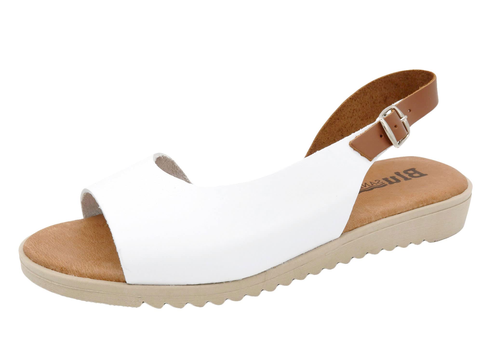 Made In Spain - Sandalias de mujer de piel con tacón de cuña y plantilla de piel auténtica, acolchado de gel, 1115 fabricado en España