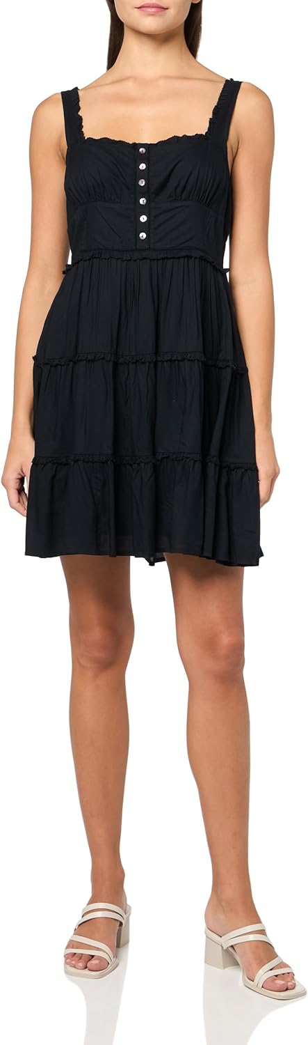 Lucky Brand Womens Tiered Ruffle Corset Mini Dress