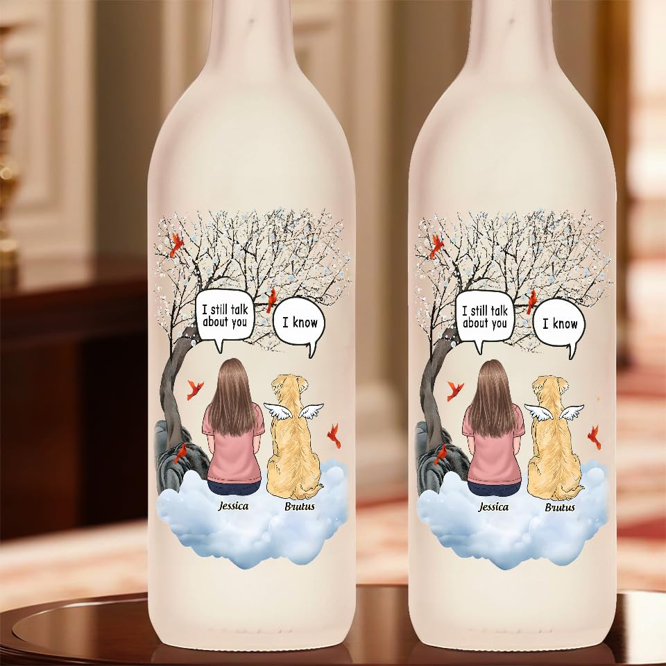 Joy Crafters Personalized Bottle Lamp – Love Knows No Goodbye, Personalized Pet Memorial Bottle Lamp, Dog Memorial Gifts for Loss of Dog, Pet Loss Sympathy Gift, Housewarming Gifts for Dog Lovers