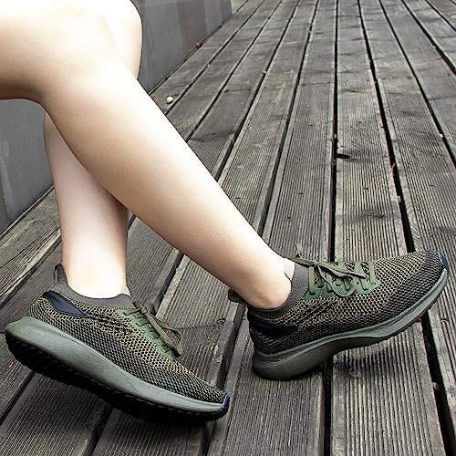 Image of Abboos Sneakers for Women Walking Shoes Womens Comfy Tennis Memory Foam Gym Workout Athletic Nursing Running Work Shoes Green Size 5.5