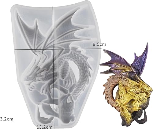 Miniatura 2 de Molde de vela de dragón de rosa de cráneo, molde de rosa, molde de resina de dragón, molde de arcilla, molde de fundición de resina de joyería,