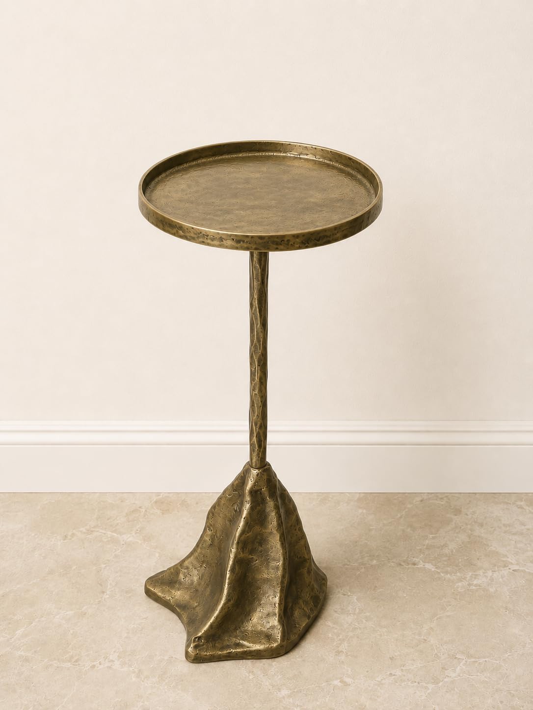 Handmade French Antique Brass Cocktail Table | Sculpted Aluminum Base