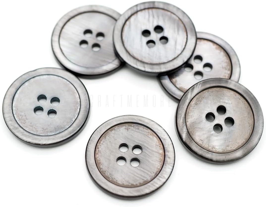 CRAFTMEMORE Shell Buttons 4 Holes Sewing Button DIY Crafts TG66 (13mm,144pcs,Black)