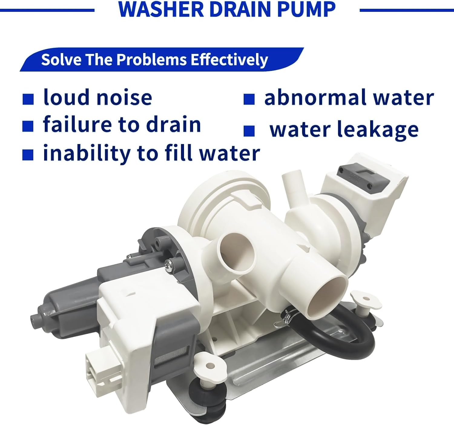 W11458345 Washer Drain Pump W10918608 Washing Machine Drain Pump Assembly Fit for Whirlpool Maytag W11316609 W11319789 4959423 AP6989186 PS16218041 EAP16218041 WFW6620HC0 WFW6620HC2 MHW5630HW0