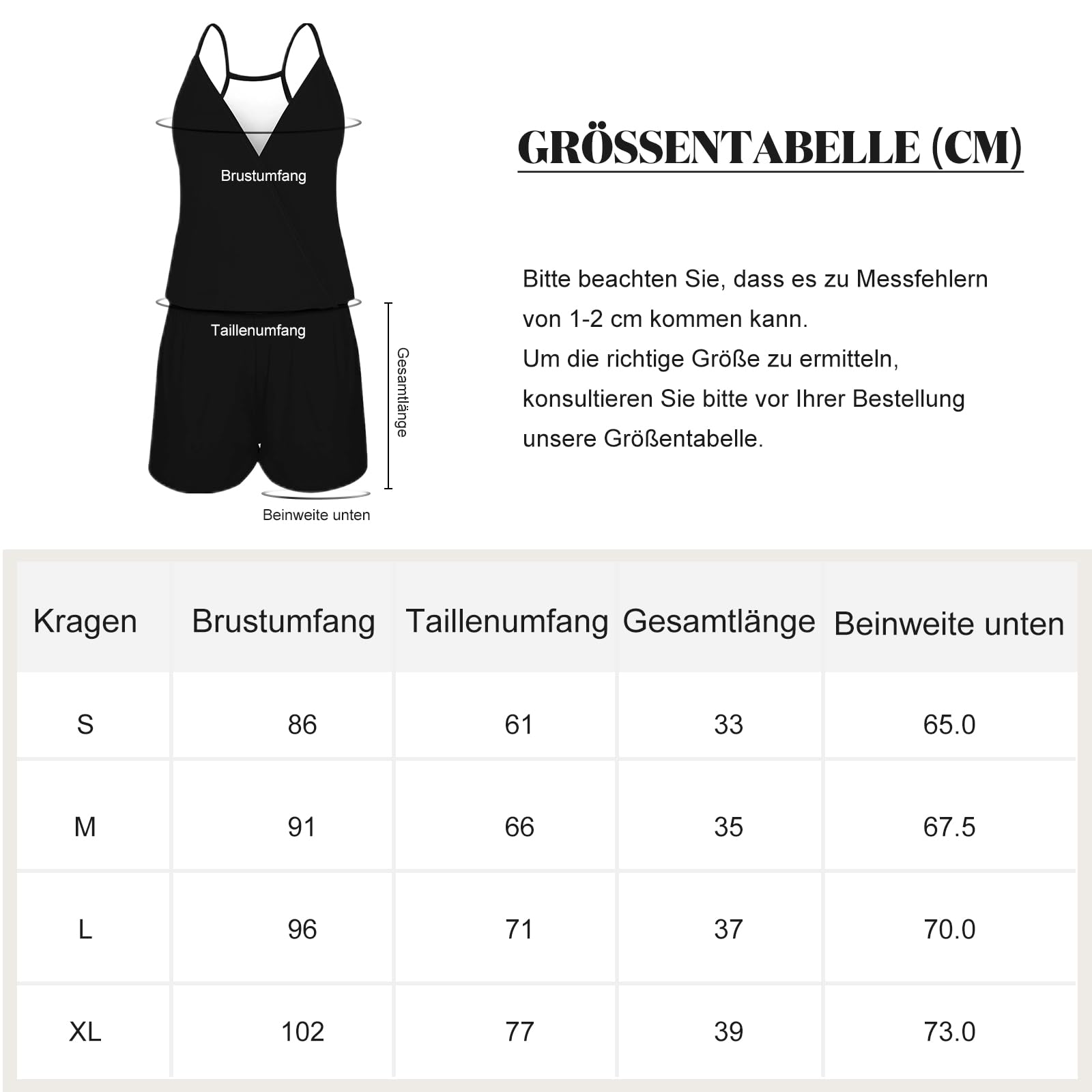 Loveternal Femme Combishort Ete sans Manches Salopette Short Taille Elastique V-Col Romper Jumpsuit avec Poche Combinaisons Bodysuit Casual Plage S-XL