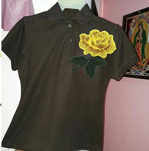 Miniatura 3 de Parches bordados de flores amarillas con peonía, parche para planchar, reparación de apliques bordados para ropa, coser, planchar, chaquetas,