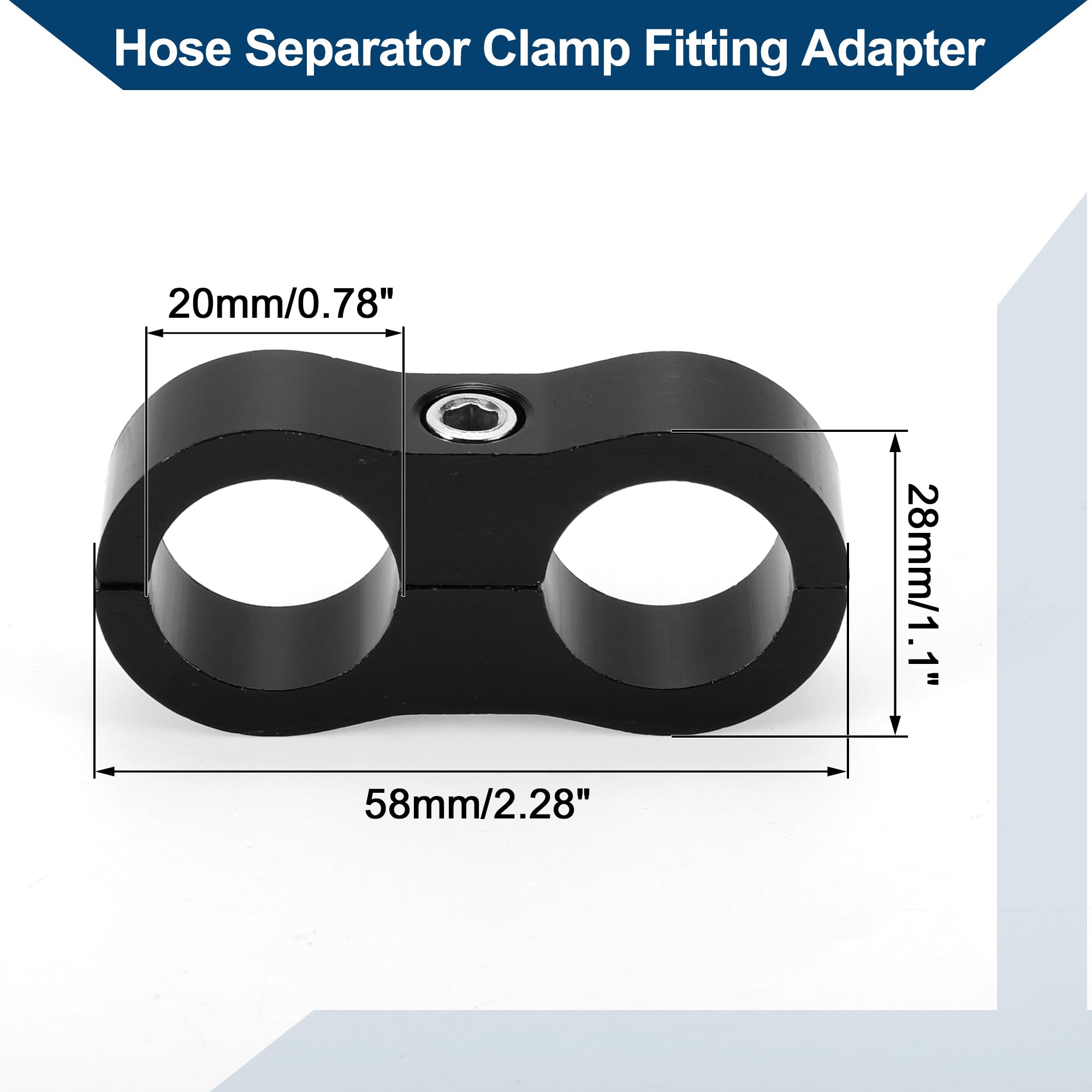 Morsetto Separatore Tubo Adattatore/Tubo Linea Separatore Strumento AN10 20mm 4pz Nero