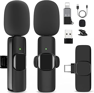 Wireless Microphone for iPhone 15 16，iPad, Android, Lavalier Microphone for Video Recording, Noise Reduction, Clip on Mini Mic for Tiktok, YouTube, Vlog, Podcast, ASMR