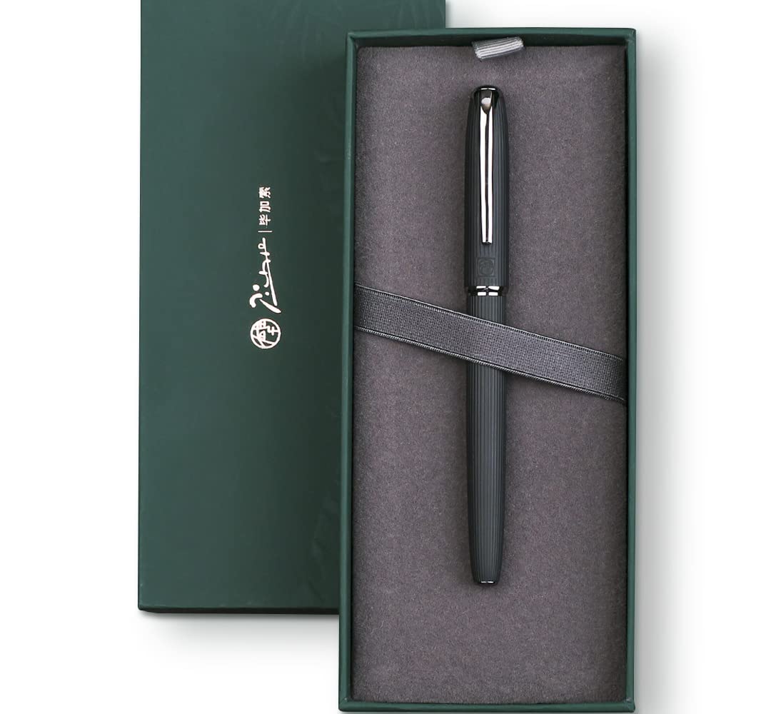 xixixiaozhu Picasso 916 Natural Series Metal Fountain Pen with Gift Box (EF Nib 0.35mm, Walnut Black)