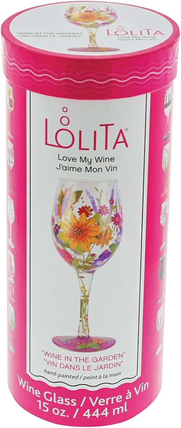 Enesco 6006284 Designs by Lolita Garden' Hand-Painted Artisan Wine Glass, 15 Ounce, Multicolor - Image 8