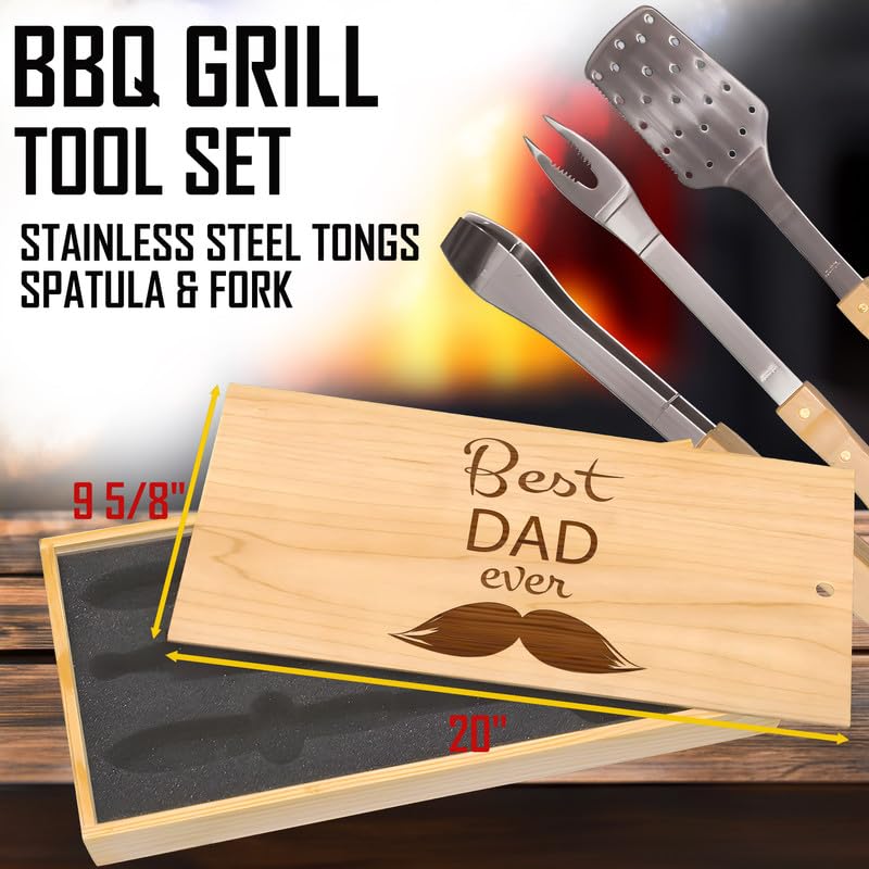 Set parrillero Best DAD Ever, acero inoxidable, 3 piezas miniatura 3