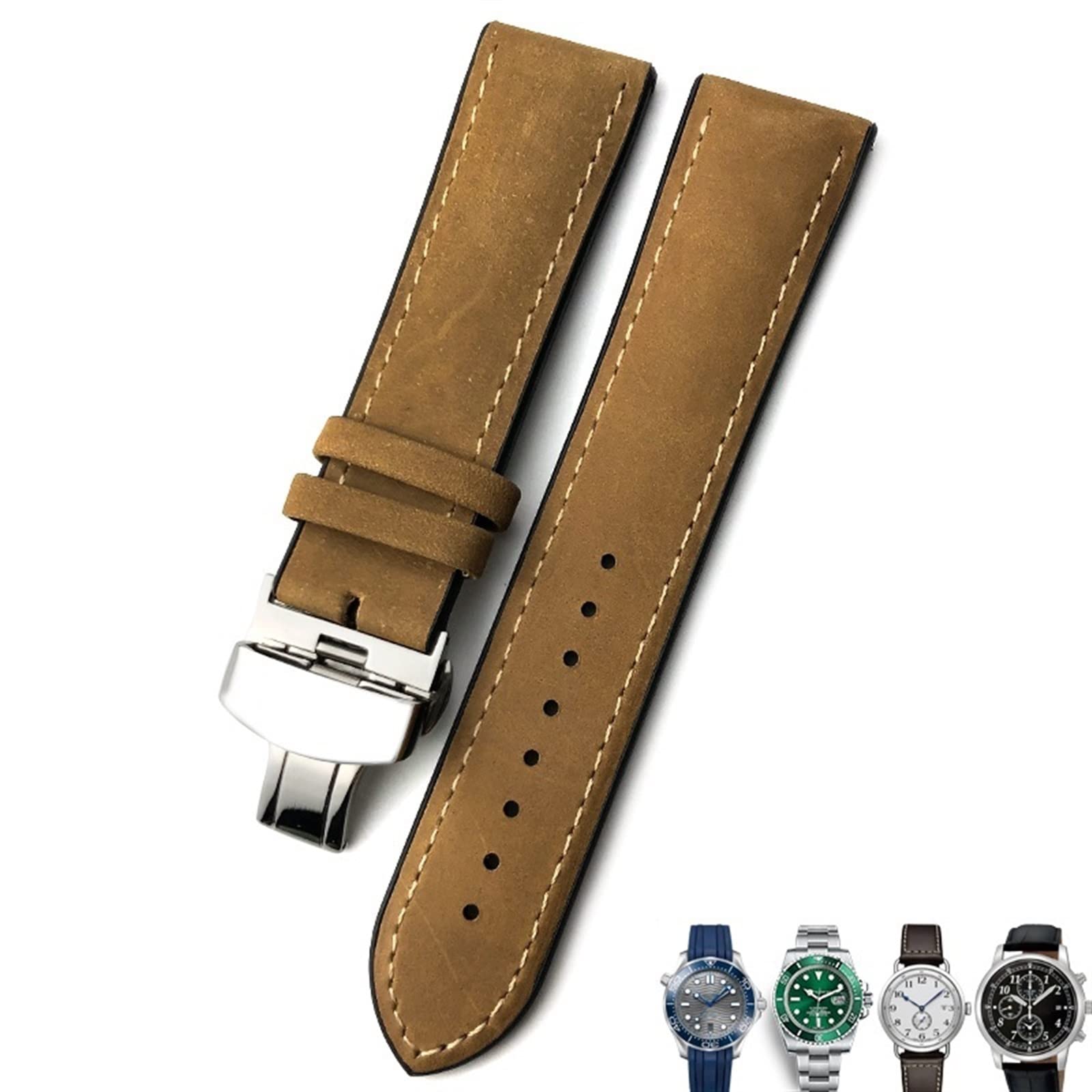 Bracelet montre cuir marron 21mm idéal pour le style rétro chic - 8