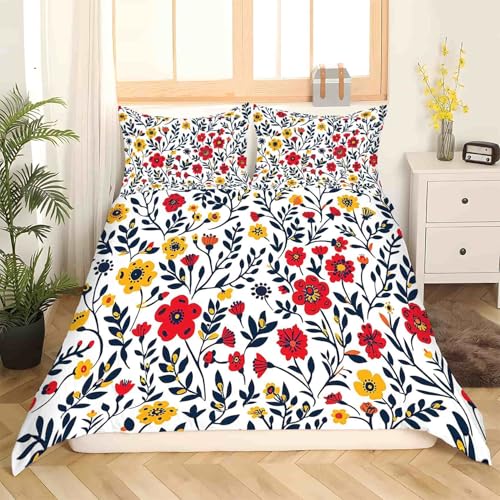 Housse de couette 200x200 imprimé floral ensemble literie microfibre fermeture éclair