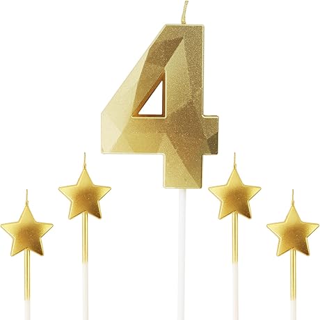 Velas doradas para cumpleaños número 4