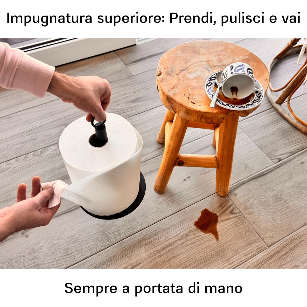 Porta Scottex Cucina e Porta Rotolo Industriale, Portarotolo per Rotoloni di Carta Grandi 20,5 cm, Supporto da Appoggio per Piano di Lavoro, Dispenser Carta Cucina Robusto, Portascottex