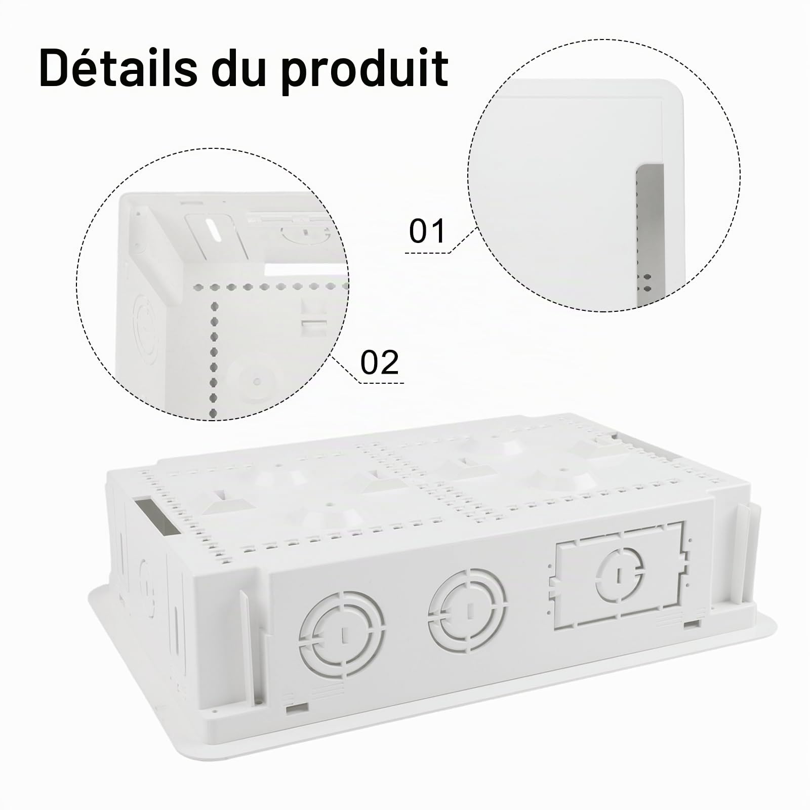 Boîtier mural encastré de 22,9 cm, boîte multimédia TV, kit de gestion de boîtier réseau encastré, boîtes de rangement intégrées, boîtes électriques, pour la gestion des câbles
