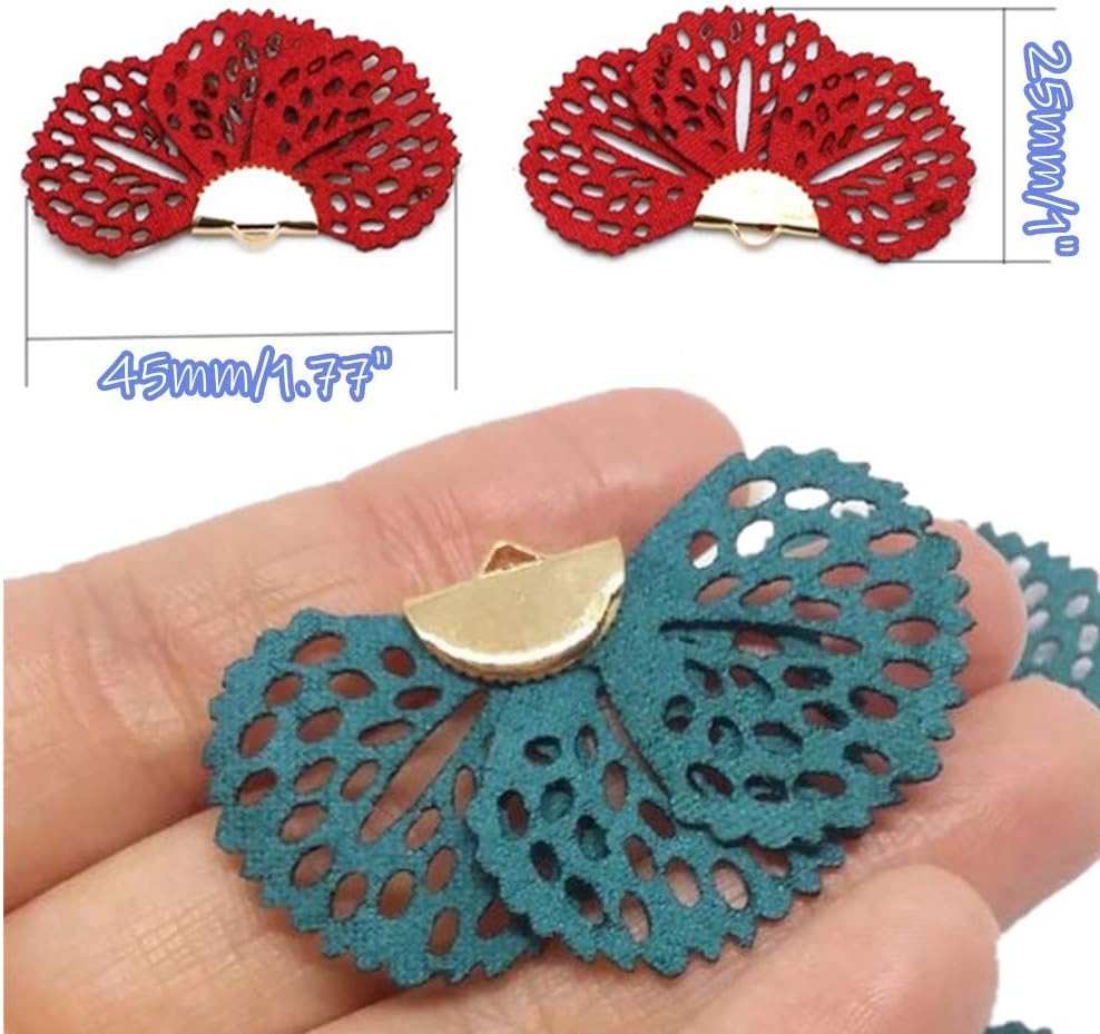 20-Piece Faux Leather Fan Shaped Tassel Kit Pendant Charms Filigree Charms for Earring Necklace Jewelry Making Dreamcatcher Keychain Bag DIY Craft Home Decor (Black) - Image 2