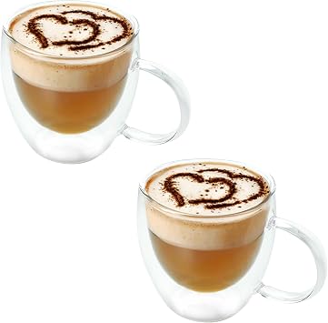 Transparent Coffee Mugs, Double Glass Drinking Glasses, Clear Borosilicate Glass Mugs For Hot And Cold Drinks 8oz 2