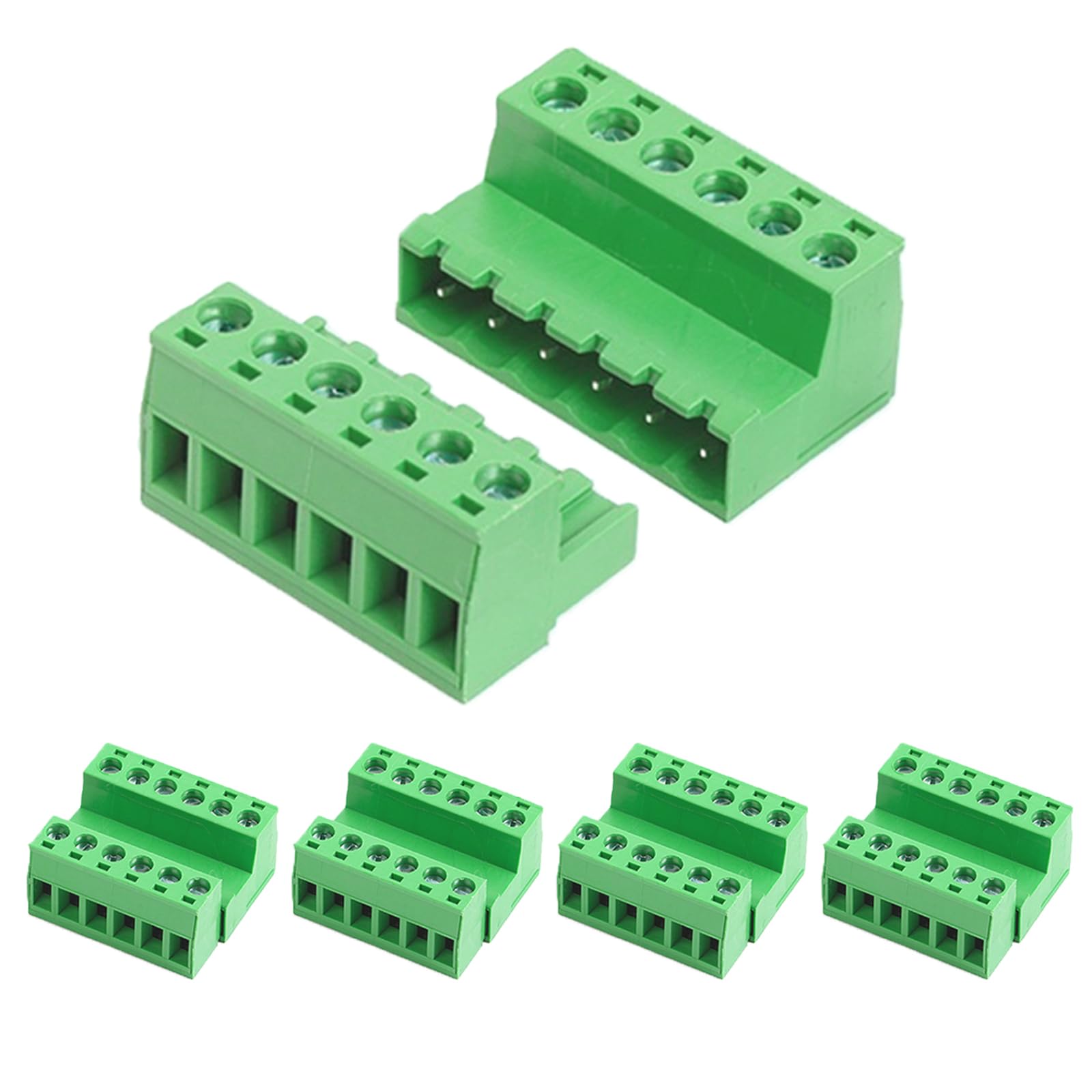 5Pairs 6 Pin 5.08mm Pitch Screw Terminal Block Connector Pluggable with Phoenix Plug for 28-12AWG Cable (5pairs, 5.08mm - 6P)