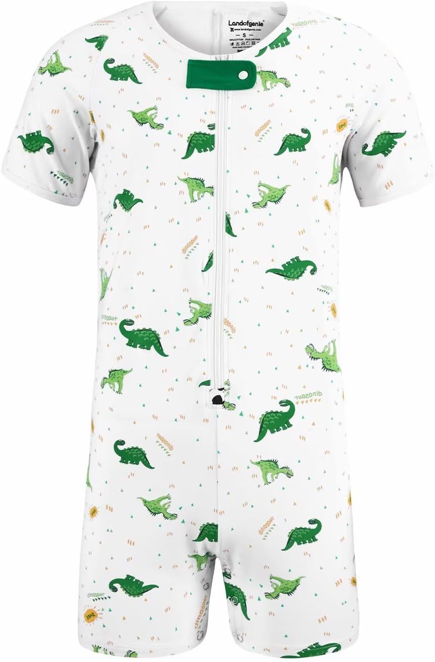 Landofgenie Men's Short Sleeve Romper Crotch Shirt Bodysuit One Piece Pajamas