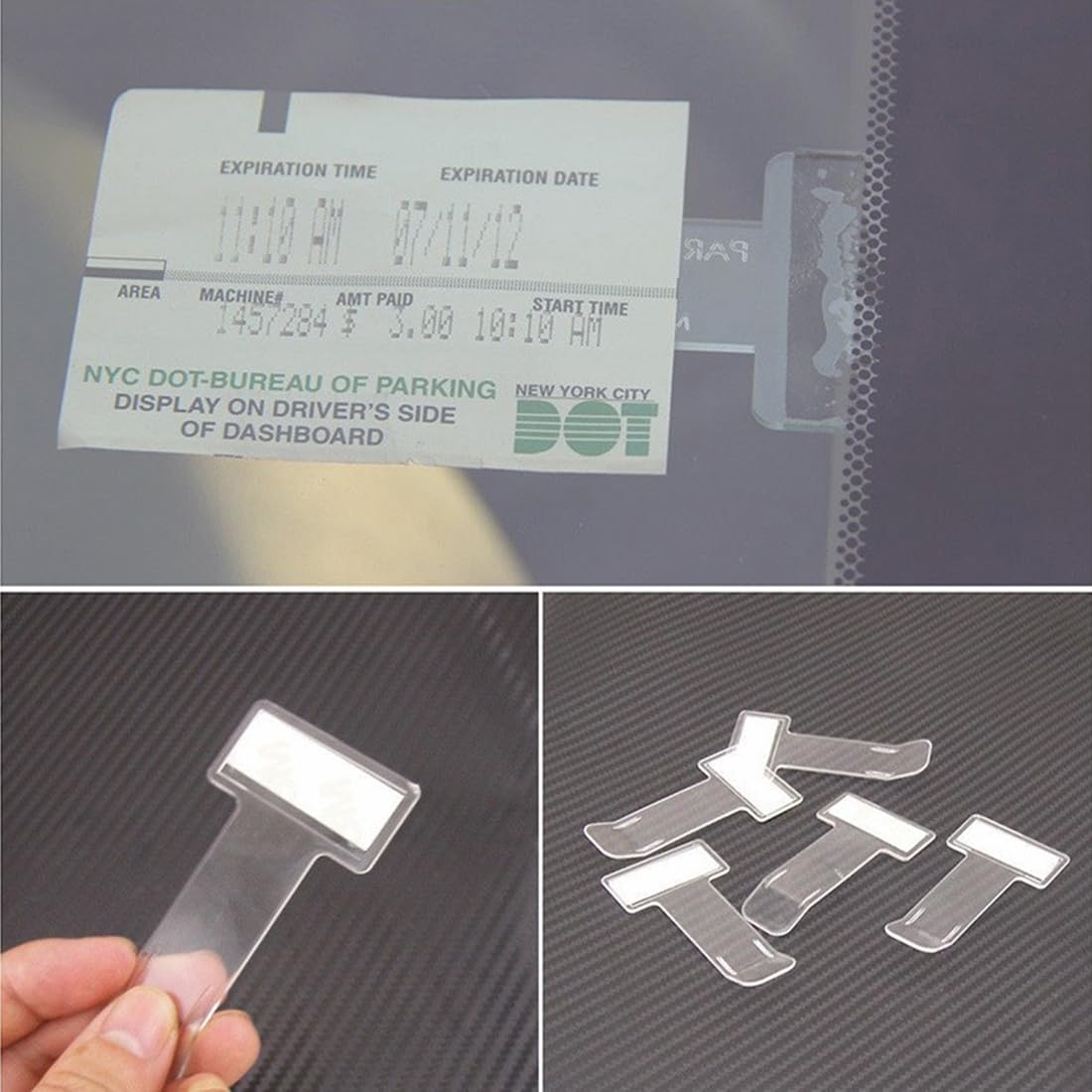 Clip Portabiglietti Da Parabrezza - 4 Pezzi Trasparenti, Adesivo Forte - Foto 9