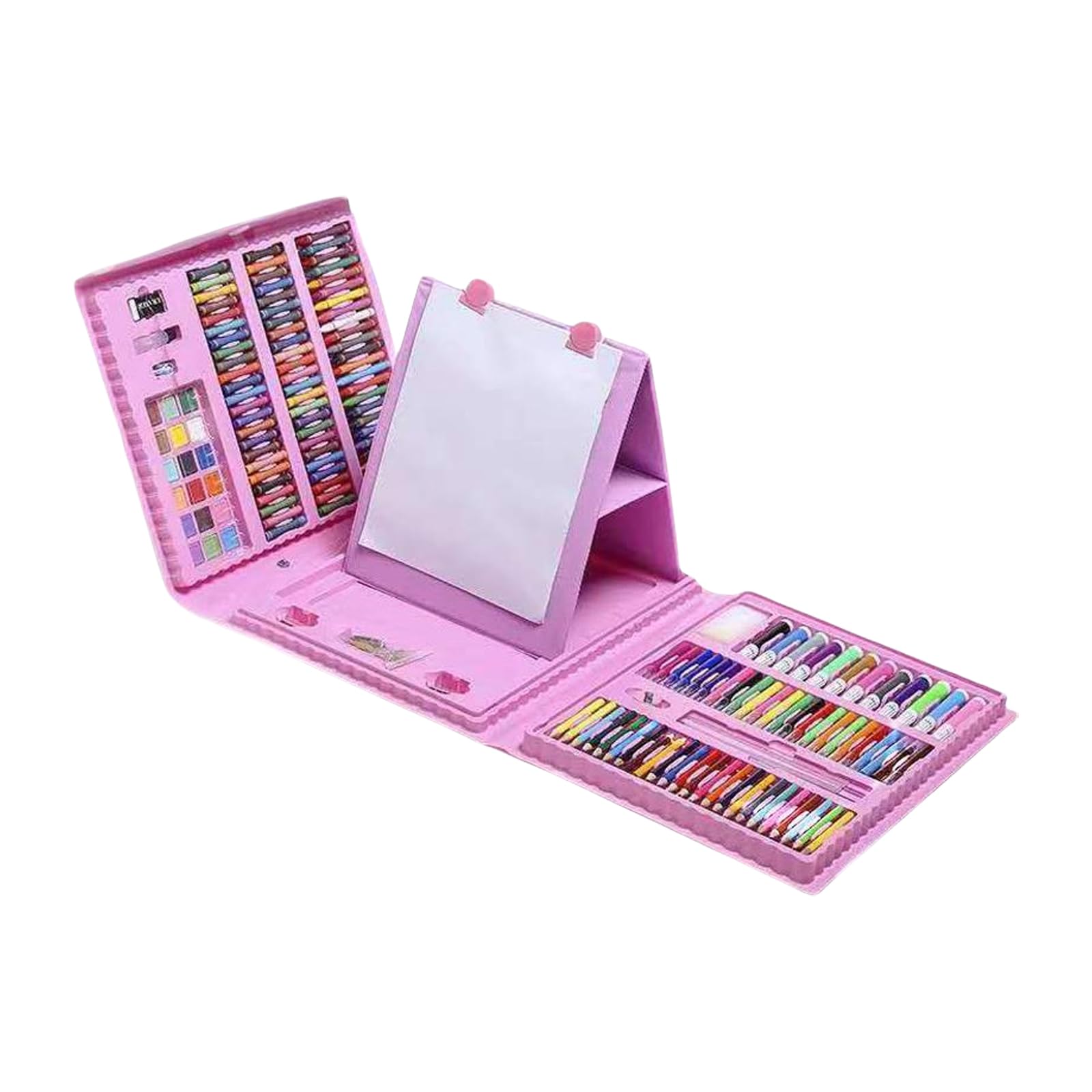 Lot de 208 fournitures artistiques pour enfants avec stylo Watecolor crayon de couleur, pastels à l'huile, crayon double face pliable chevalet papier à dessin