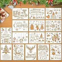Augshy Reusable Christmas Stencils - 15 Pcs A4 Window Stencils for Painting on Wood Sign, Fabric Canvas & More 8 X 11 Inch
