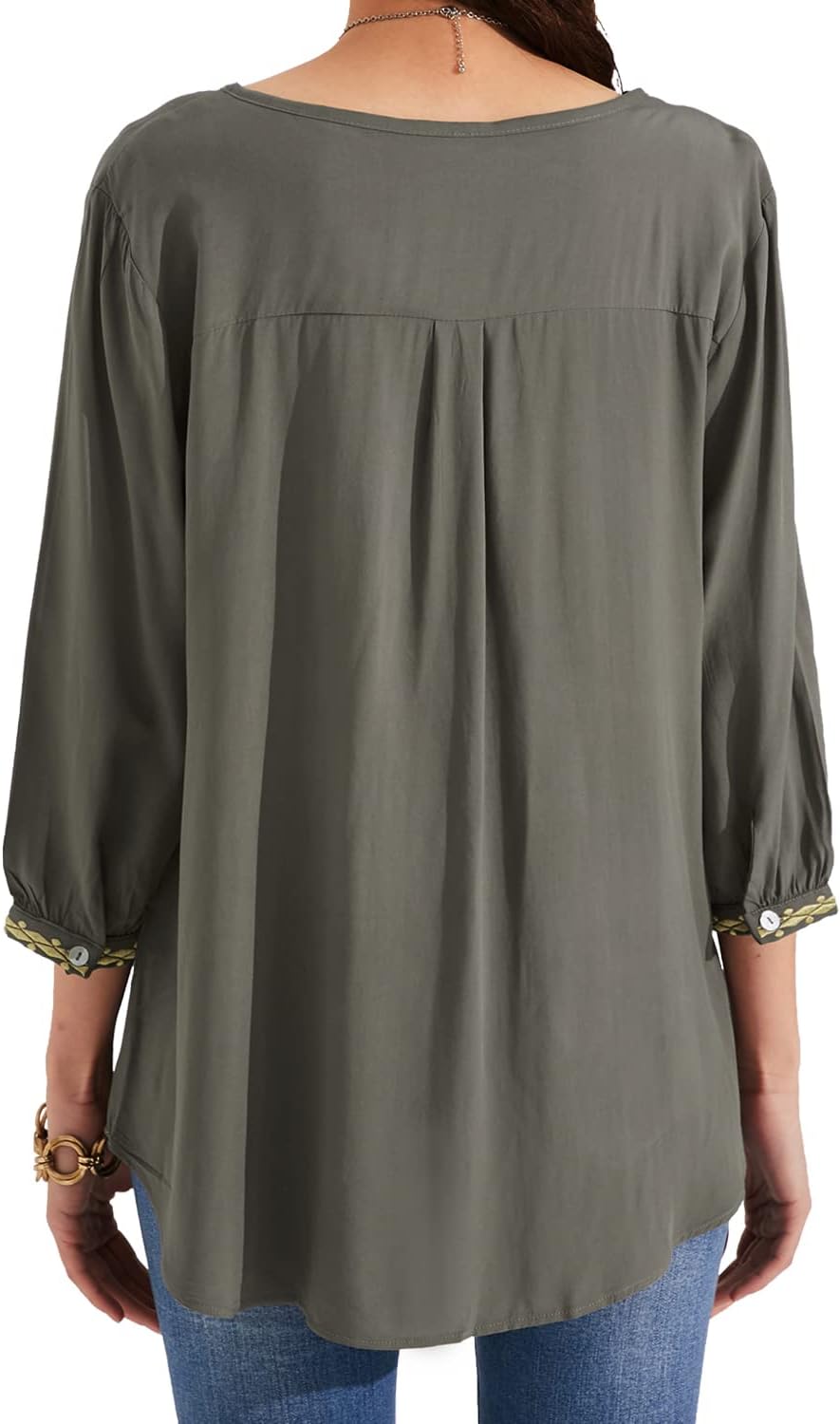 Higustar Mexican Tops for Women Embroidered Shirts Bohemian Hippie Clothes Tunic Fiesta Plus Size Boho Peasant Blouses - Image 5