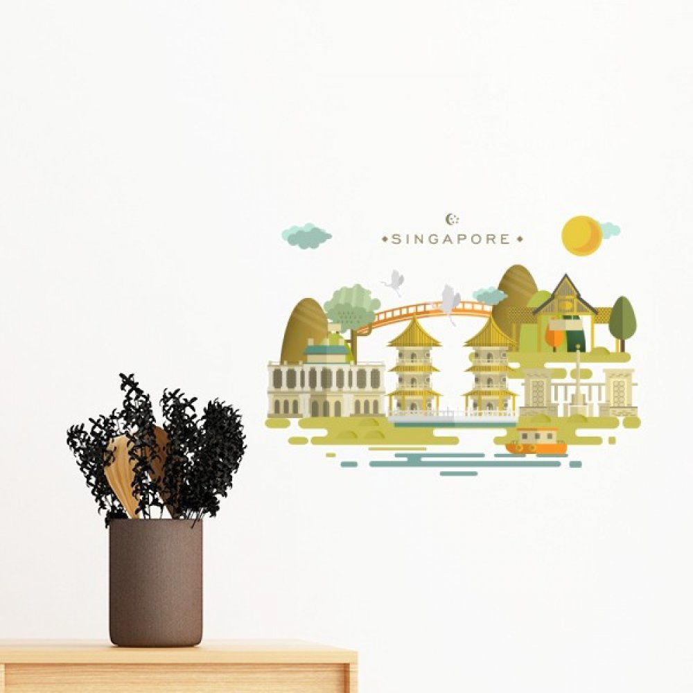 Sticker mural pagode Singapour DIYthinker art mural en vinyle de qualité supérieure